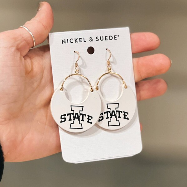 I-State White & Black Gold Dangle Earrings